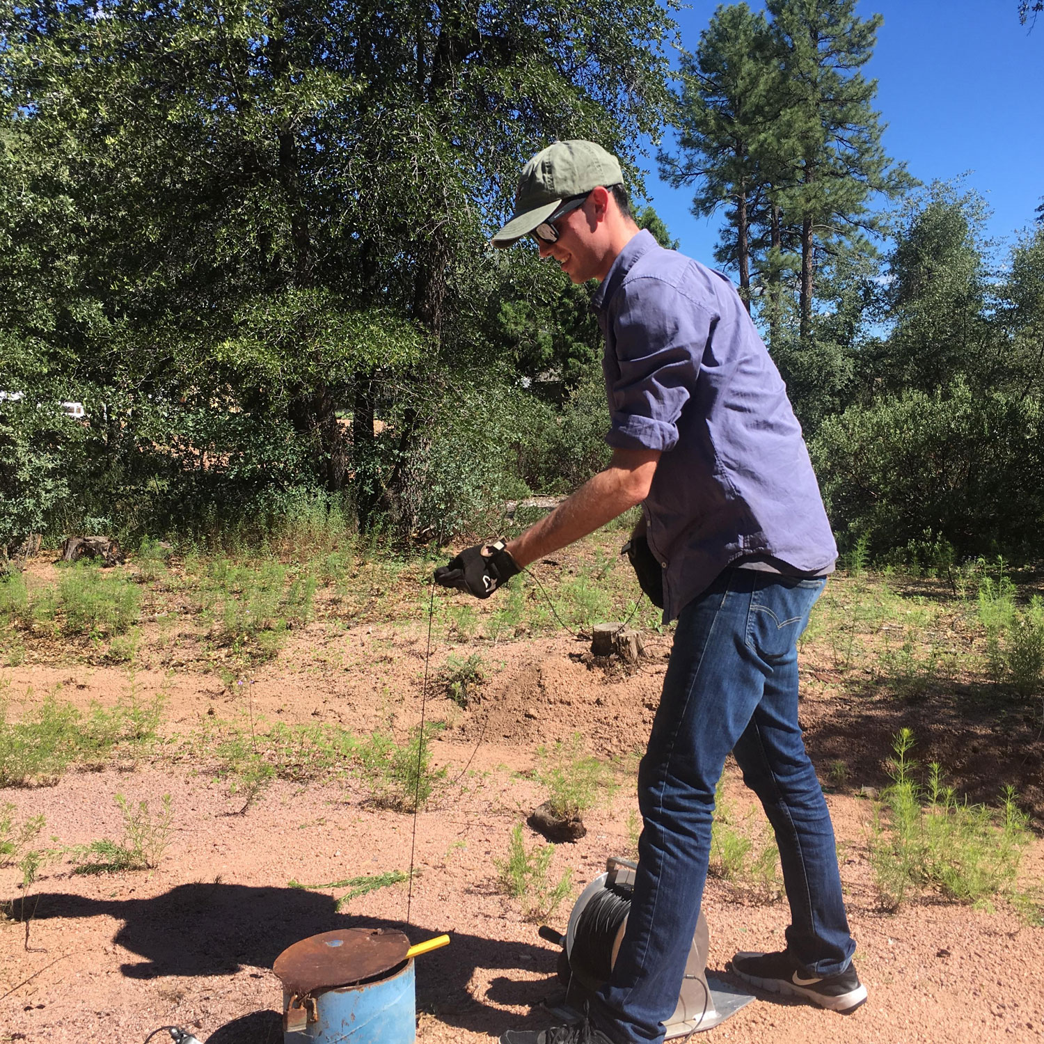 hydrology student in the field